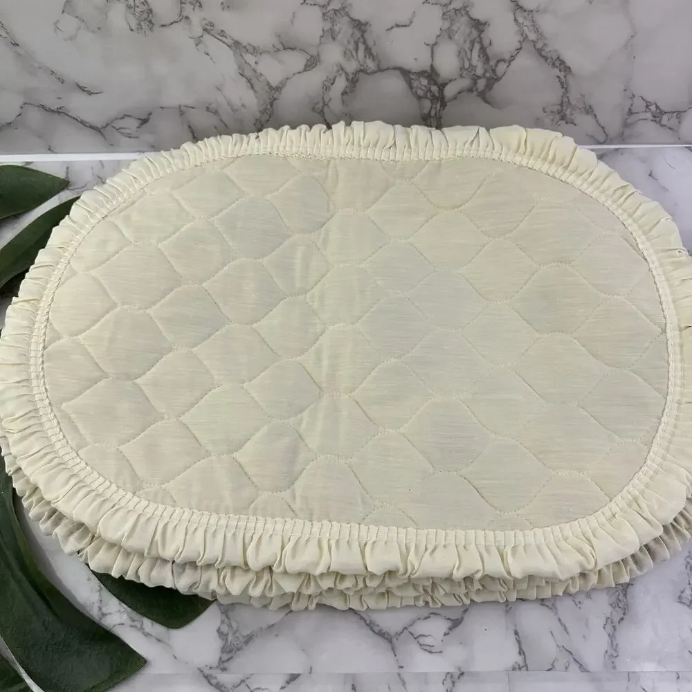Vintage 80s Quilted Placemats Cloth Napkins Set of 4 Brown Floral Cottagecore